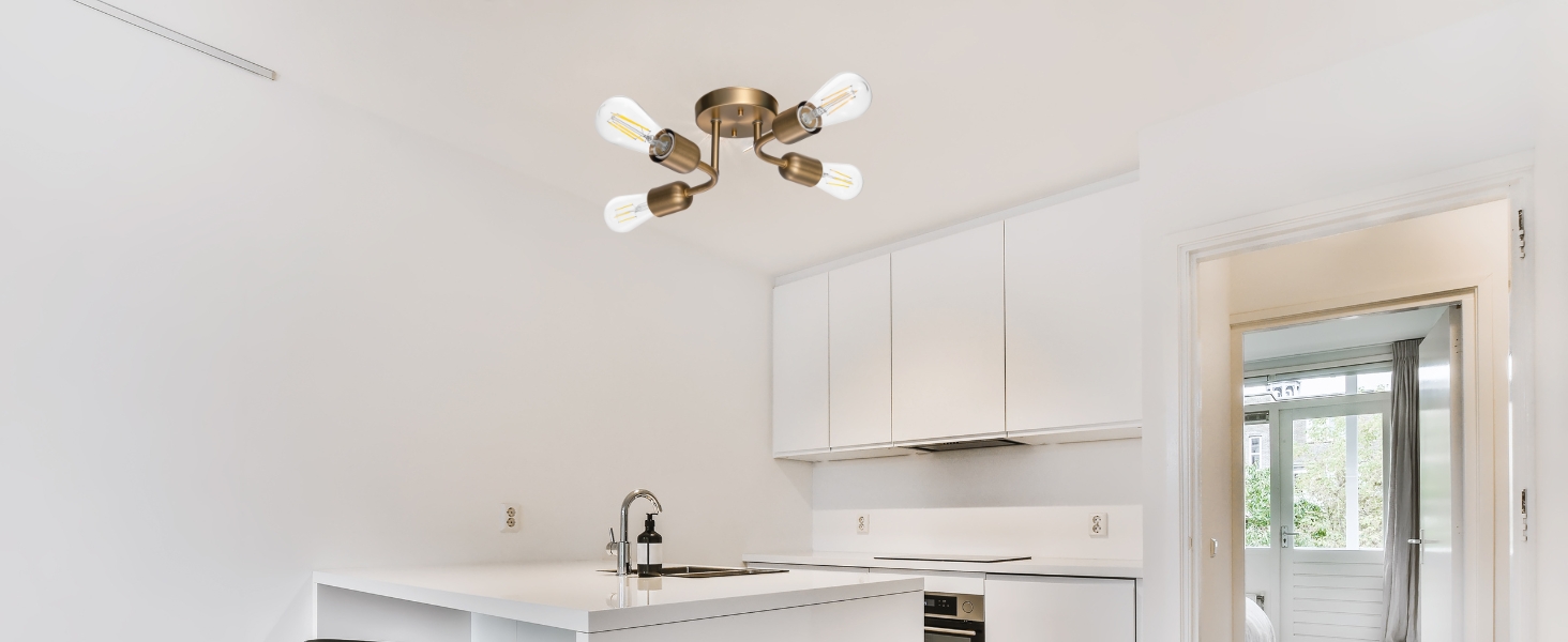 sputnik ceiling light fixture brass