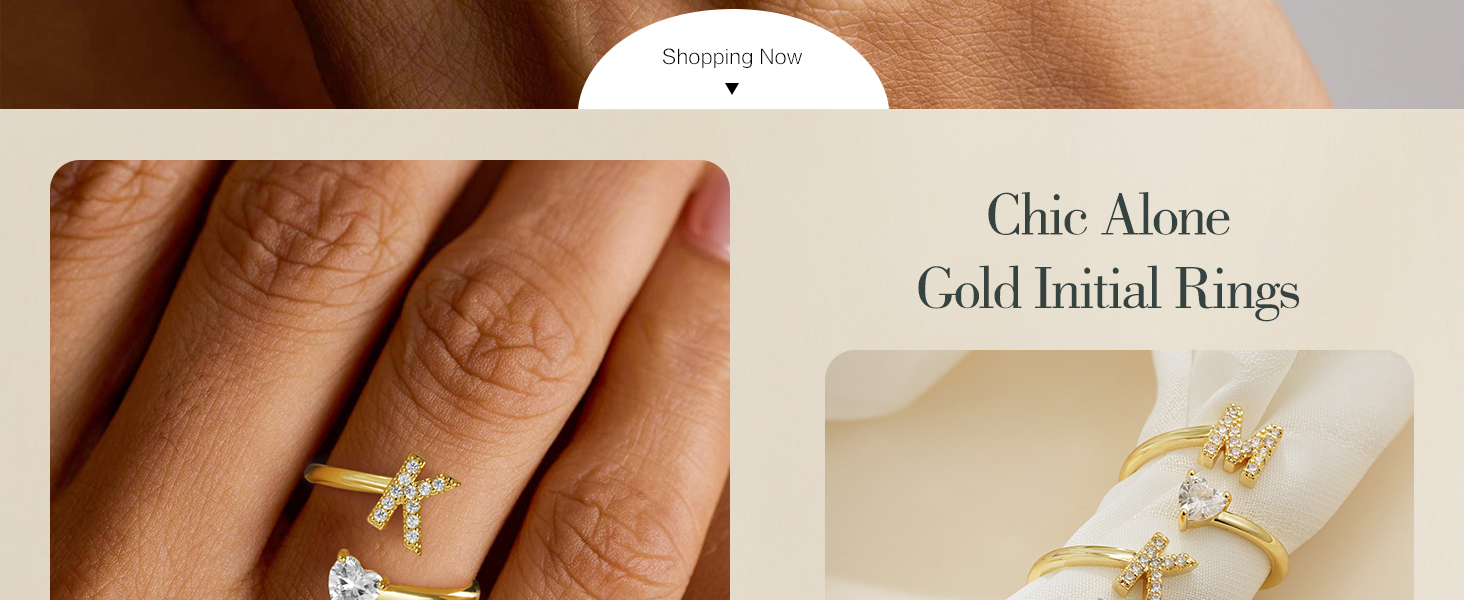 gold initial rings for women