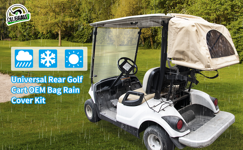 CLUBRALLY Universal Rear Golf Cart OEM Bag Rain Cover Kit