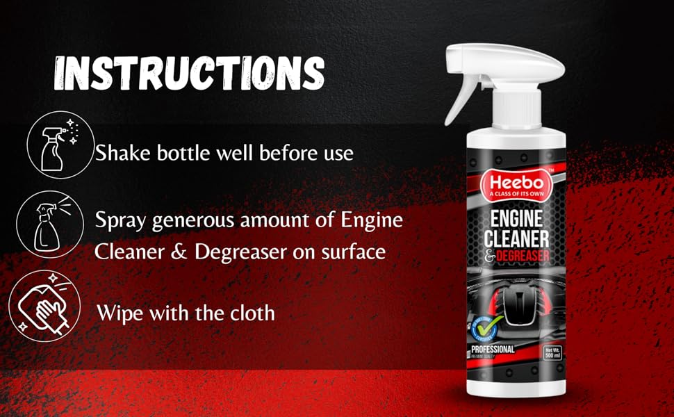 Heebo Engine Cleaner & Degreaser Foam Spray 500ml Used to remove Oil