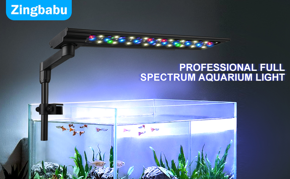 Zingbabu Aquarium Light, 3050CM 20W Full Spectrum LED Clip On Fish
