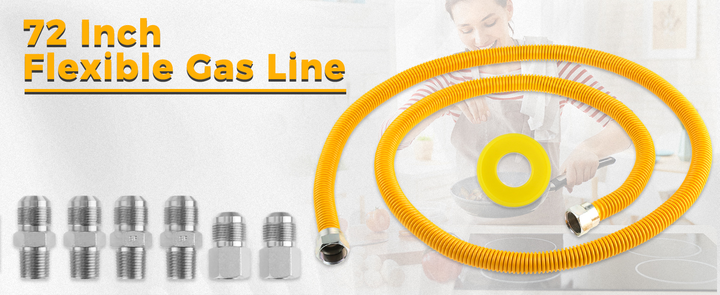 72" Flexible Stainless Steel Gas Line For Dryer, Garage