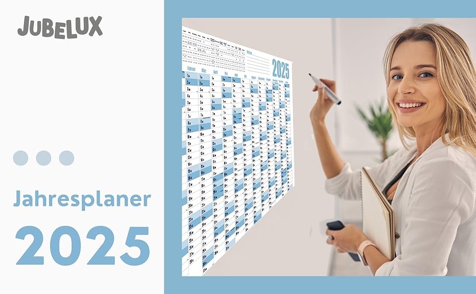 Wandkalender 2025 DIN A1 Wandplaner Großer XXL Jahreskalender gefaltet mit Feiertage und
