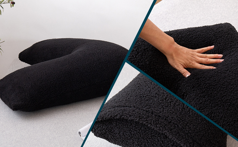 LSC Pregnancy V Pillow Teddy Fleece V Shaped Pillow with Pillowcase