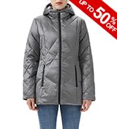 Orolay Women's Winter Puffer Down Coat Mid-Length Diamond Quilted Jacket with Hood