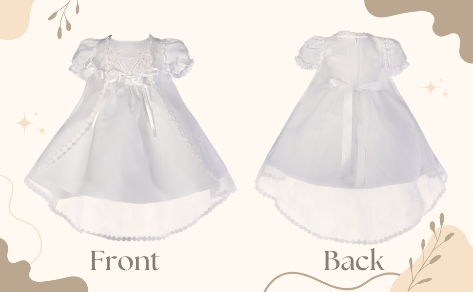 Infant Baby Girls Christening Gown Baptism White Dress Cape Bonnet Embroideries Embroidered
