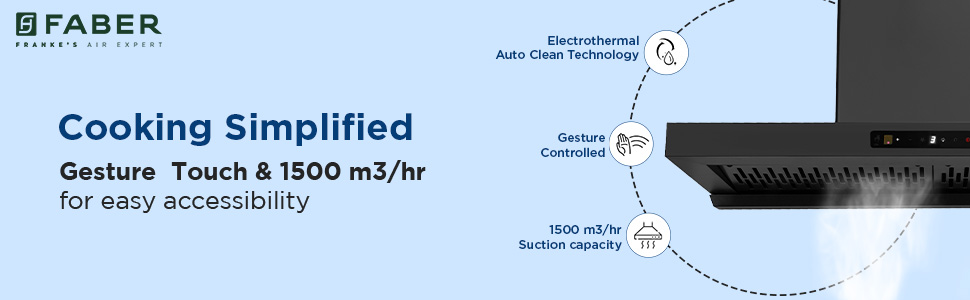 Faber Coral 90cm 1500m³/hr BLDC Autoclean T-Shape Chimney advantages