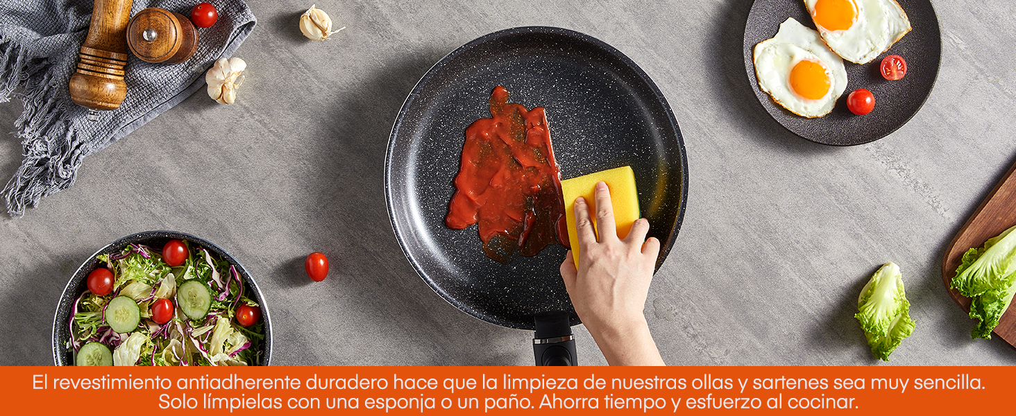 Juego de ollas y sartenes