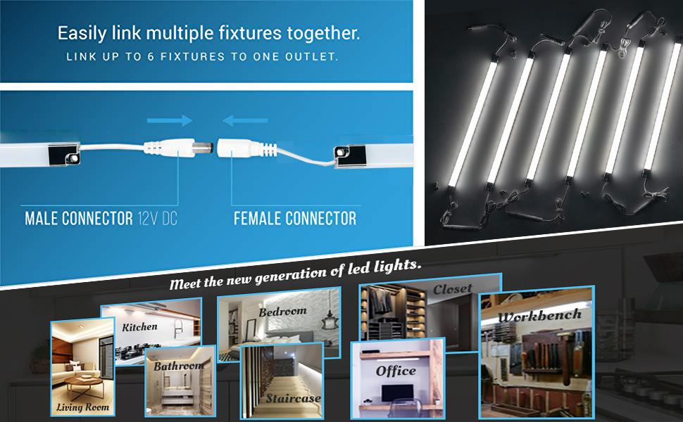 LED Under Lighting, Set of 6 Linkable Light Bars Under