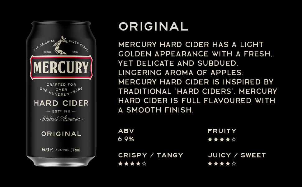 Mercury Hard Cider, Full Flavoured with a Smooth Finish, Crisp