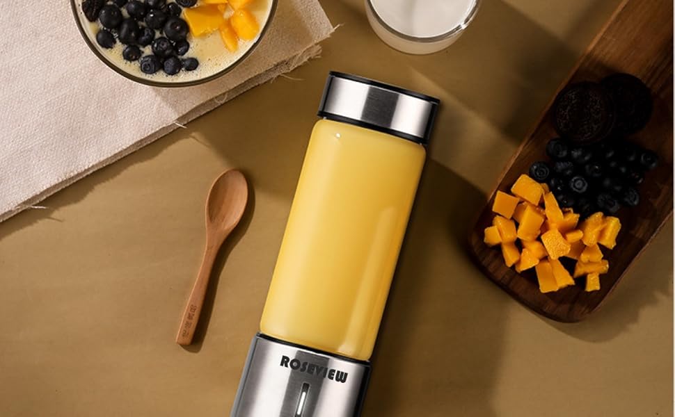 Smoothie blender Portable ROSEVIEW Glass bottle Mini rechargeable Handheld Ice Shakes Cup USB