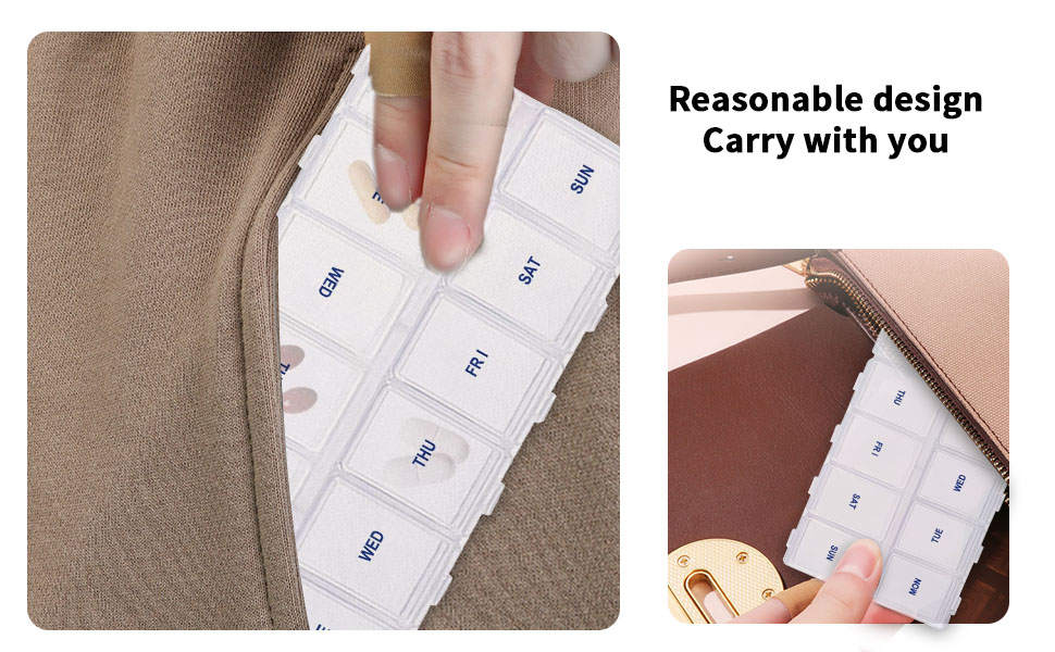 Pill Organizer 1 Time a Day, 14 Day Pill Box Portable for