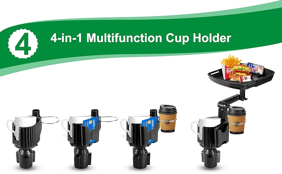 Wiingos Cup Holder Expander for Car, 4in1 Car Cup Holder