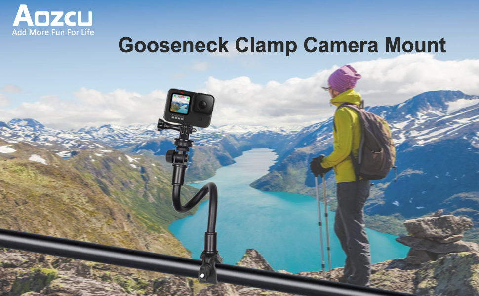 Gooseneck Clamp Camera Mount, Long Arm Clip Action Camera