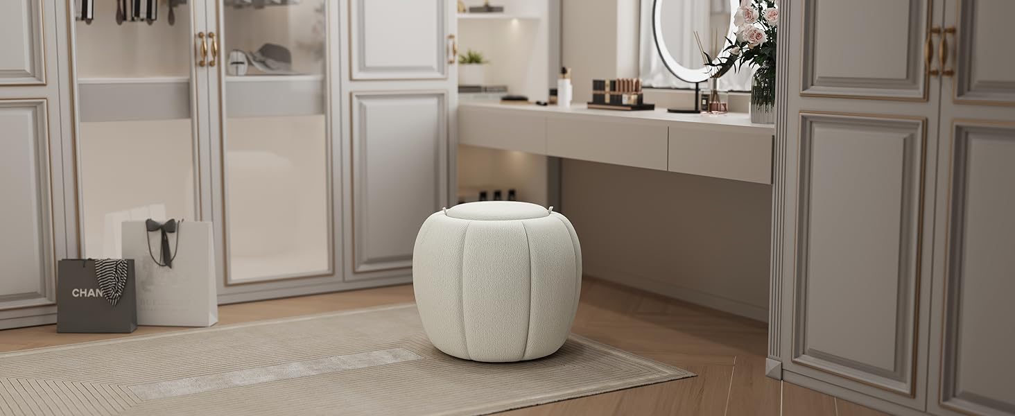 allamazing Storage Ottoman, Round Ottoman with Storage