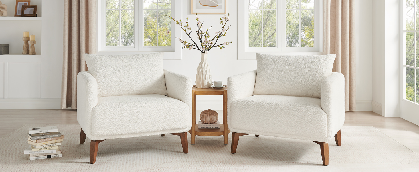 oversized boucle armchair for living room reading comfortable