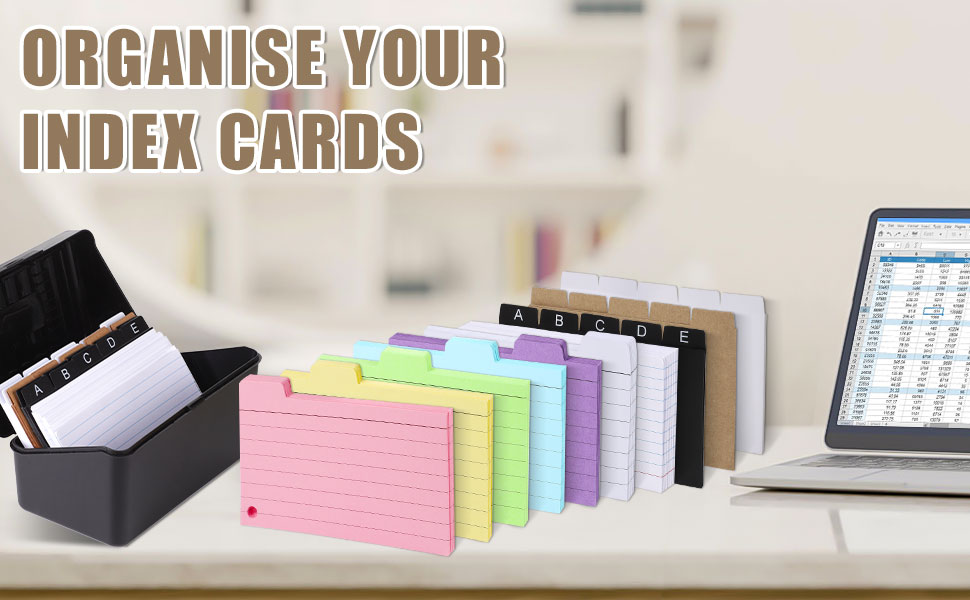 Index Card Box Set, 15x9,5x8,5cm Plastic Flashcard Organiser Revision