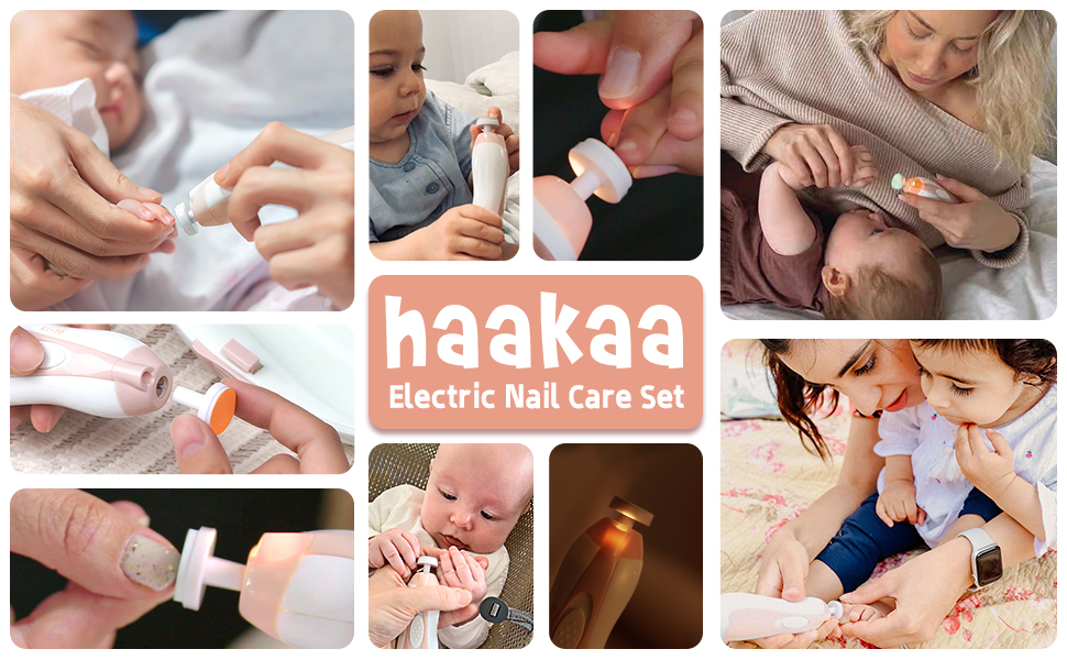 haakaa Baby Nail Trimmer Electric,Baby Nail File Kit,Safe and Whisper
