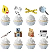 Gameza Murder Crime Scene Mystery Party Decor, 48PCS Detective Party Cupcake Toppers Decorations,...