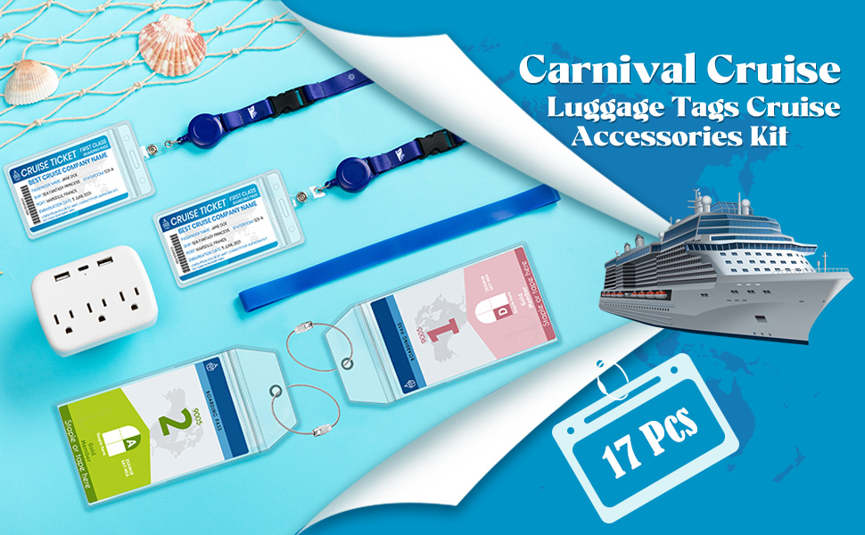 Oudain Carnival Cruise Ship Essentials Kit, 8 Waterproof Luggage Tag Holders, 4 ... 10 1