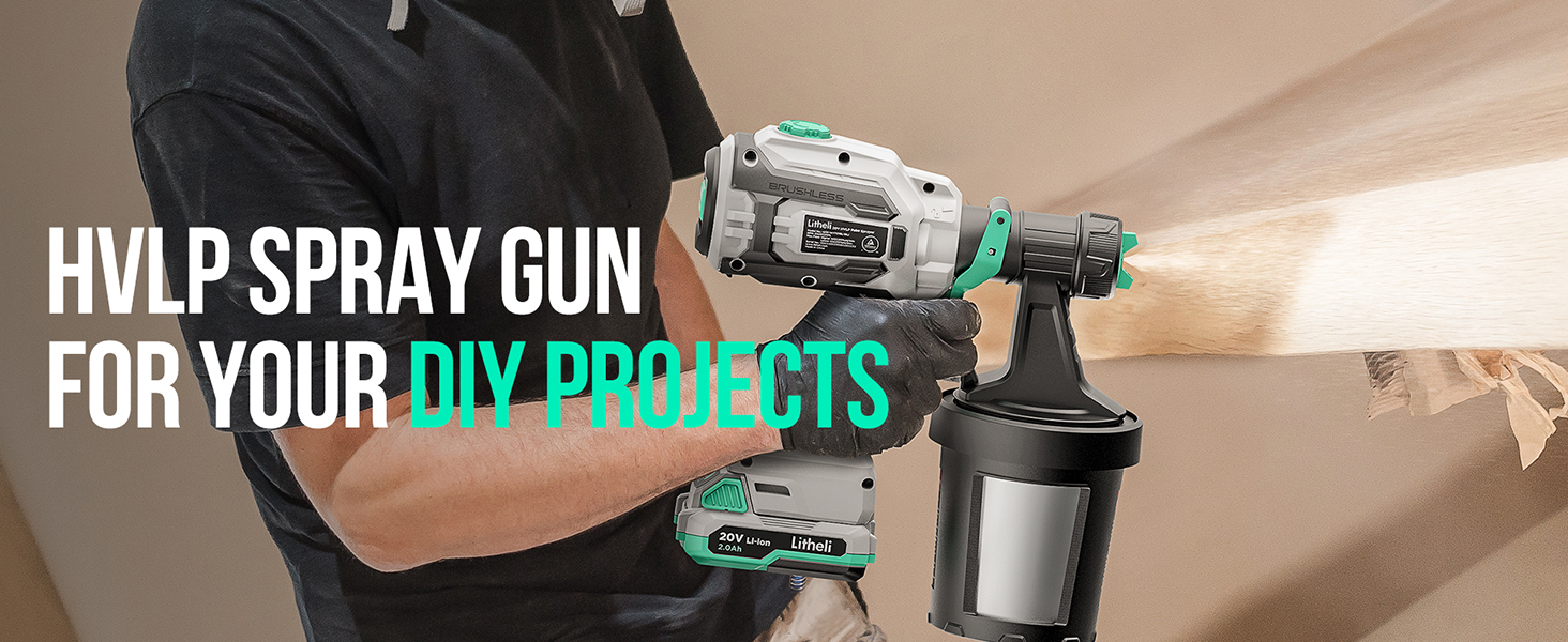 Litheli HVLP Paint Sprayer with Brushless Motor, 20V Paint Sprayers for