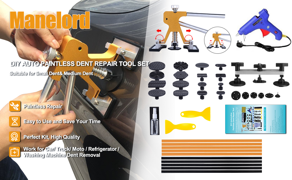 Manelord Car Dent Puller Kit, Car Removal Tool with Golden Lifter