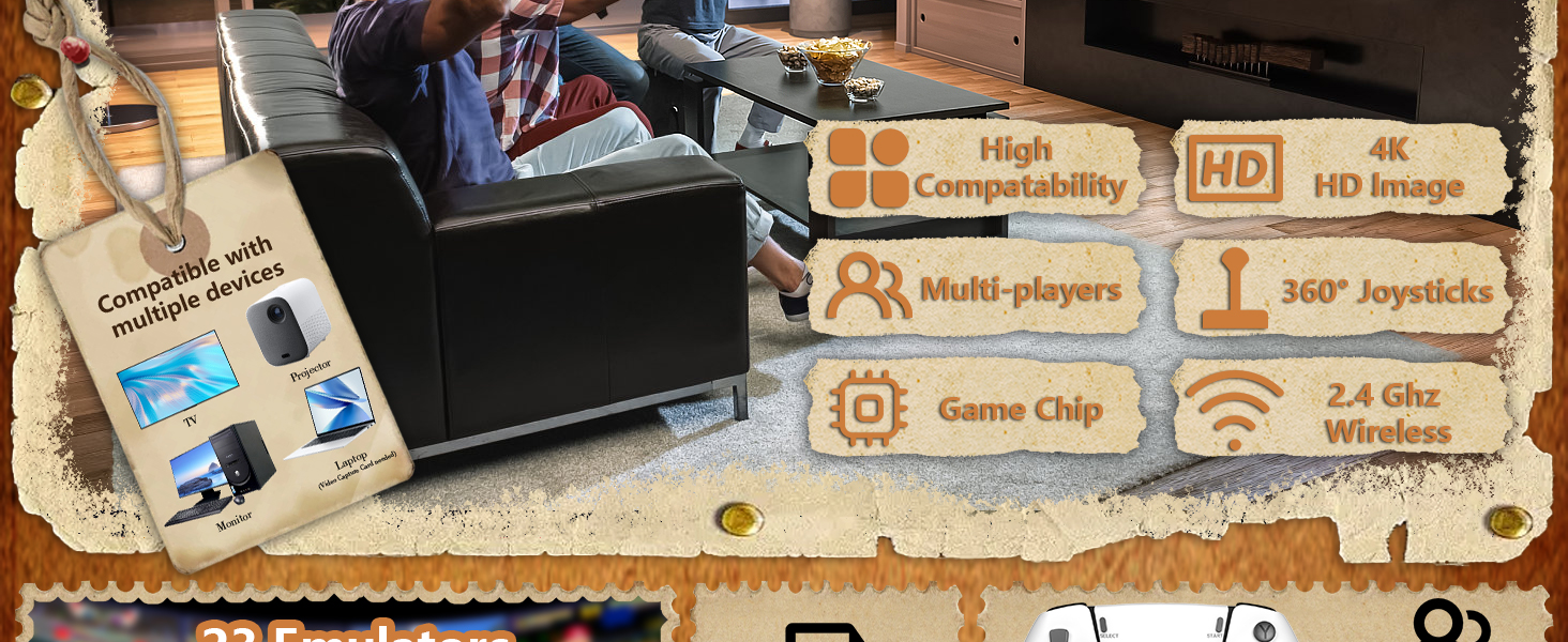 Retro Gaming Console, Wireless Game Stick Plug and Play Video Games Console