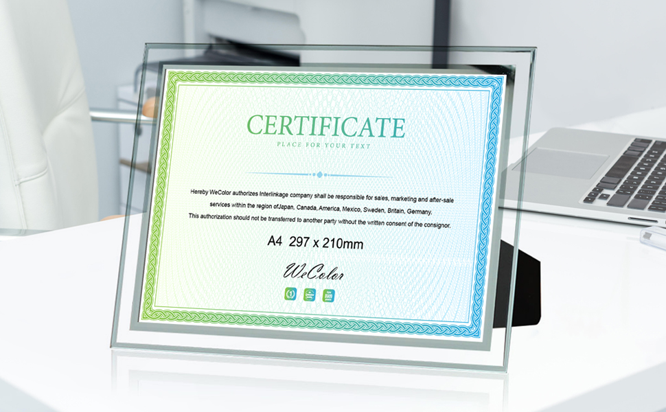 賞状額縁フォトフレーム、おしゃれガラス写真立て、ポスター、感謝状、表彰状 、A4証明書