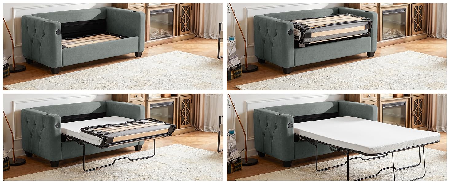 LINSY HOME Pull Out Sofa Bed, 2in1 Convertible Sleeper