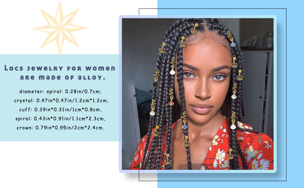 Formery Crystals Loc Jewelry for Hair Gold Crown Coiling African Dreadlock Cuff