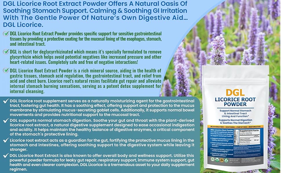 DGL Licorice Supplement Stomach Relief, Leaky Gut Repair