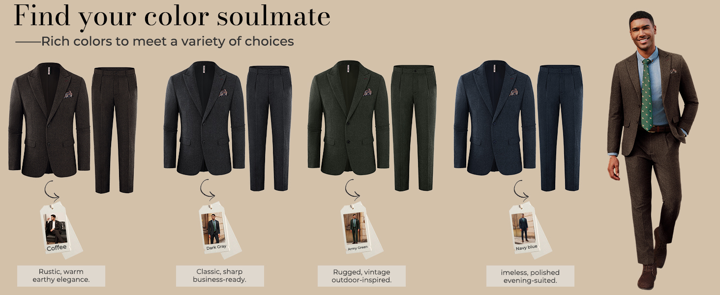 Mens Vintage Peak Lapel Blazer Pants