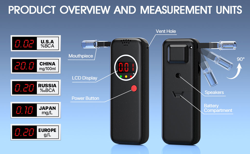 YYBNN Breathalyzer,Portable Breathalyzers for Alcohol with LCD Display,Professional