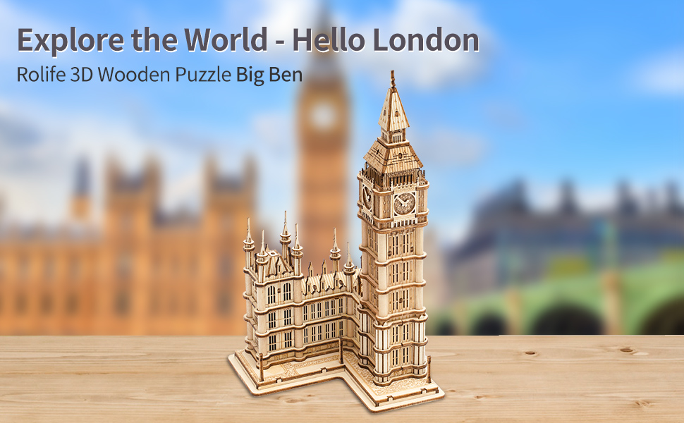 Title 4, ROBOTIME ROKR 3D Houten Puzzel Big Ben met LED ...