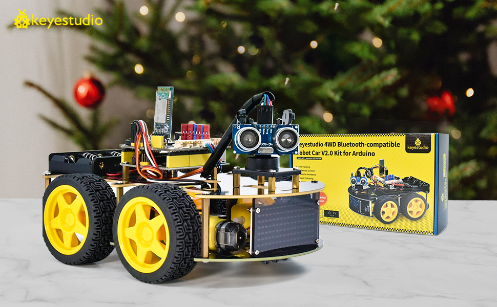 KEYESTUDIO 4WD Robot Car Kit for Arduino IDE with UN0 Board, Line ...