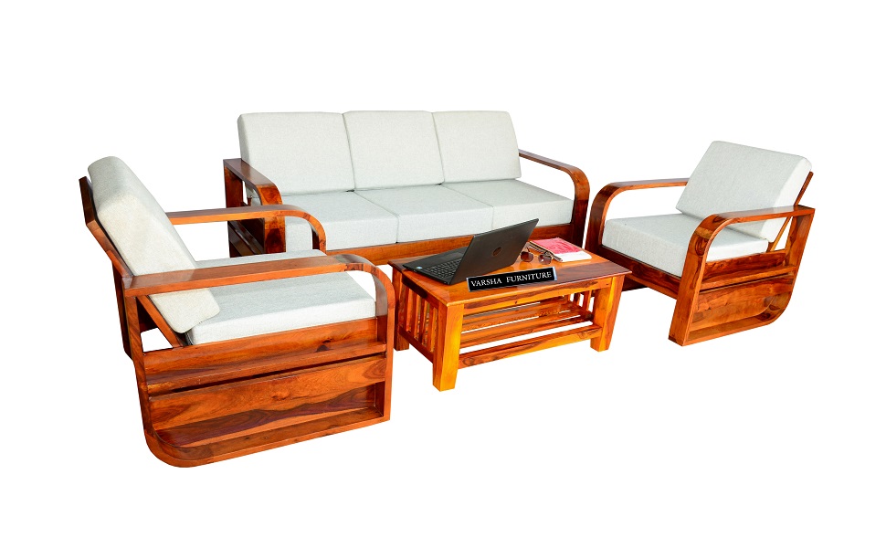 Varsha Furniture 5 Seater Solid Sheesham Wood Sofa Set for Living Room Wooden Sofa Set Sofa