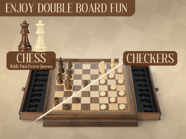 Chess & Checkers Board Set 2 in 1 Magnetic 