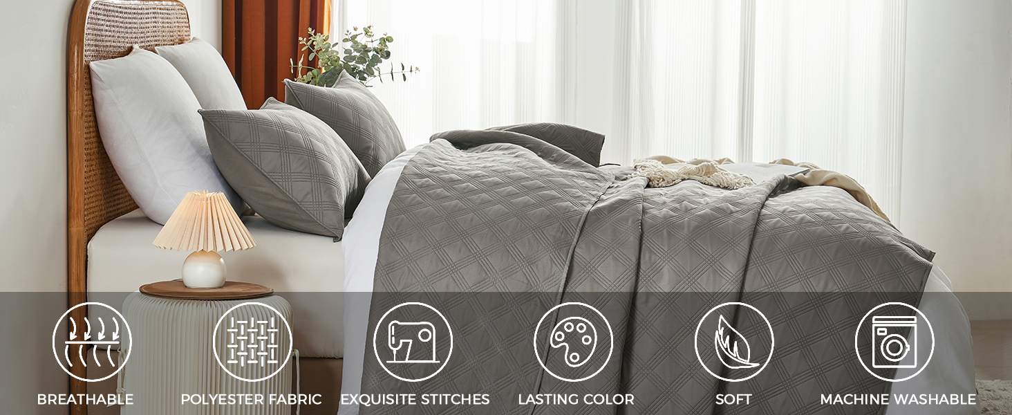 inron Twin Quilt Bedding Set,Soft Ultrasonic Twin Quilt Set