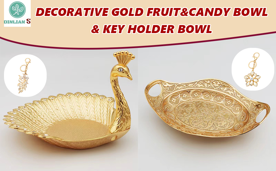 DINLiAN S Creative Gold Peacock Candy Dish Fruit Bowl