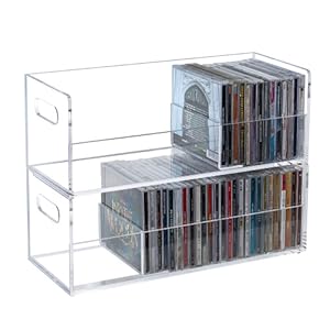clear acrylic CD compact disc holder rack bins with dividers 