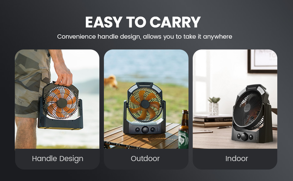 Camping Fan with LED Lantern, 8 Inch DCell Battery