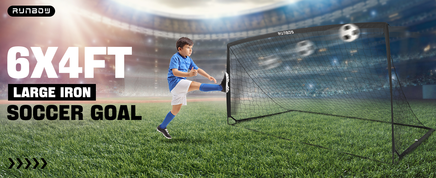 RUNBOW 6x4 ft Metal Frame Soccer Goal for Backyard Adult