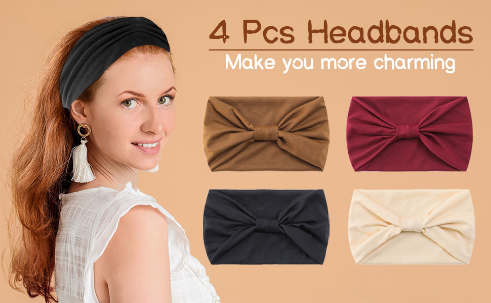 4Pcs Headbands, Headbands for Women's Hair Hair Bands for Women Wide
