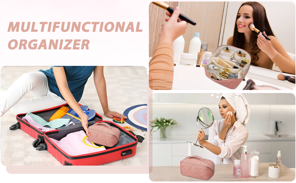 GOLDORANGE Large Makeup Travel Bag Capacity Cosmetic Bag