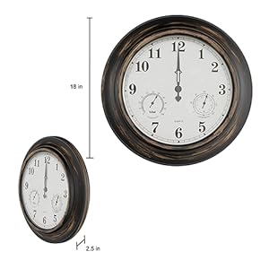 Amazon.com: Pure Garden Outdoor Clock - 18 Inch Wall Clock