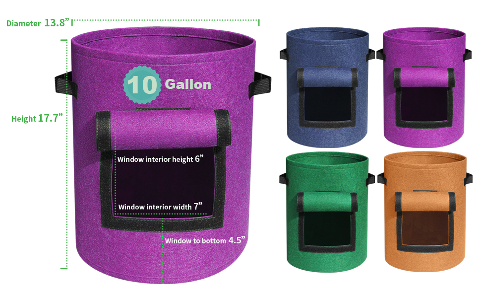 Homeyeco 4Pack 10 Gallon MultiColored Potato Growing