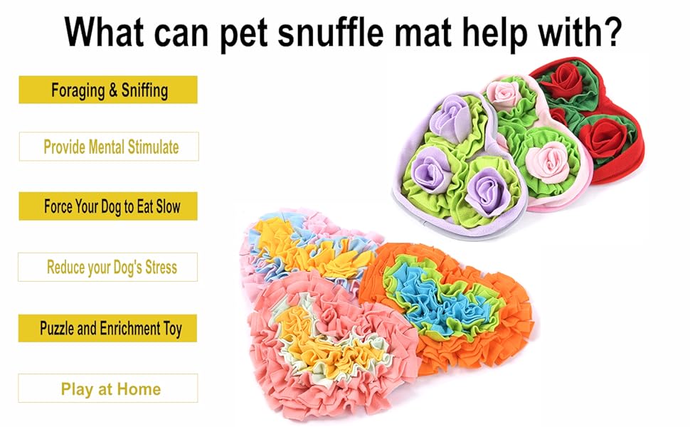 heart shape dog snuffle mat foraging puzzle toy slow feeding mat