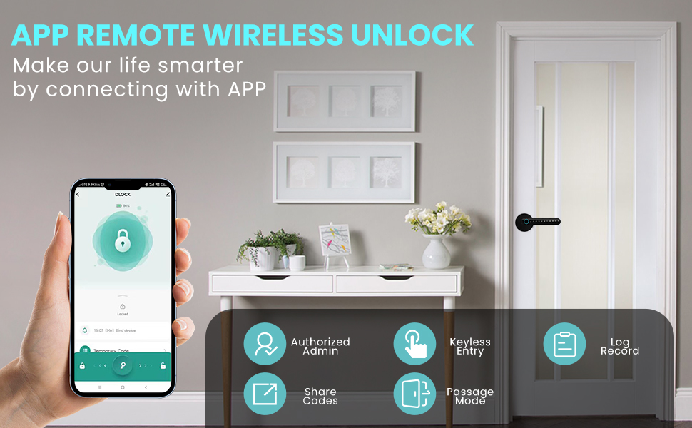 Fingerprint Door Knob Smart Door Lock Smart Door Knob with Handle