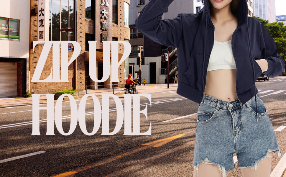 Zip Up Hoodie Women Hoodies for Teen Girls Crop Long Sleeve Sweatshirt Trendy Y2K Crop Tops Jacket
