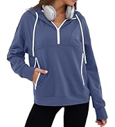 ZAFUL Womens Hoodies Half Zip Up 2025 Fall Fashion Hooded Sweatshirts with Pockets Contrast Pullo...